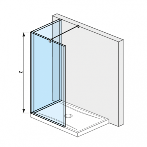Cubito pure - "L" skleněná stěna 130 x 80 cm pro sprchovou vaničku 130 x 80 cm, včetně bočního profilu, profilu pro spojení dvou skel a vzpěry, s úpravou Jika Perla GLASS