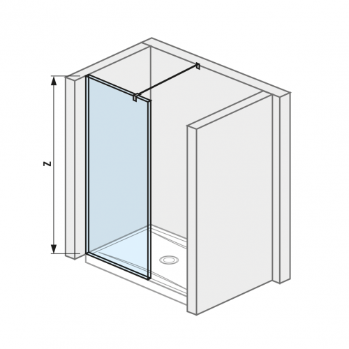 Cubito pure - Skleněná stěna boční 90 cm pro sprchovou vaničku 90 x 90 cm, s úpravou Jika Perla GLASS, včetně bočního profilu a vzpěry