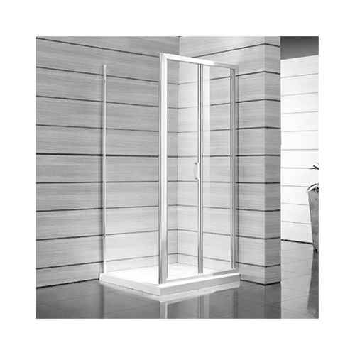 Lyra Plus - Sprchové dveře skládací 800 mm, levé/pravé, bílý profil, 4 mm transparentní sklo nebo sklo s dekorem stripy a úpravou JIKA perla GLASS, madla bílá
