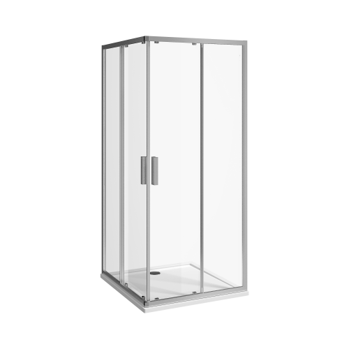 Nion - Sprchový kout 1000 mm čtverec, stříbrný lesklý profil, 6 mm transparentní sklo s úpravou JIKA perla GLASS, madla chrom