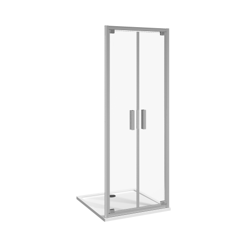 Nion - Sprchové dveře pivotové dvoukřídlé 900 mm, levé/pravé, stříbrný lesklý profil, 6mm transparentní sklo s úpravou JIKA perla GLASS, madla chrom.