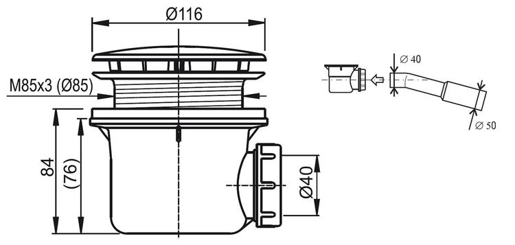 Sifon ke sprchové vaničce chrom - Ravak Standard 90