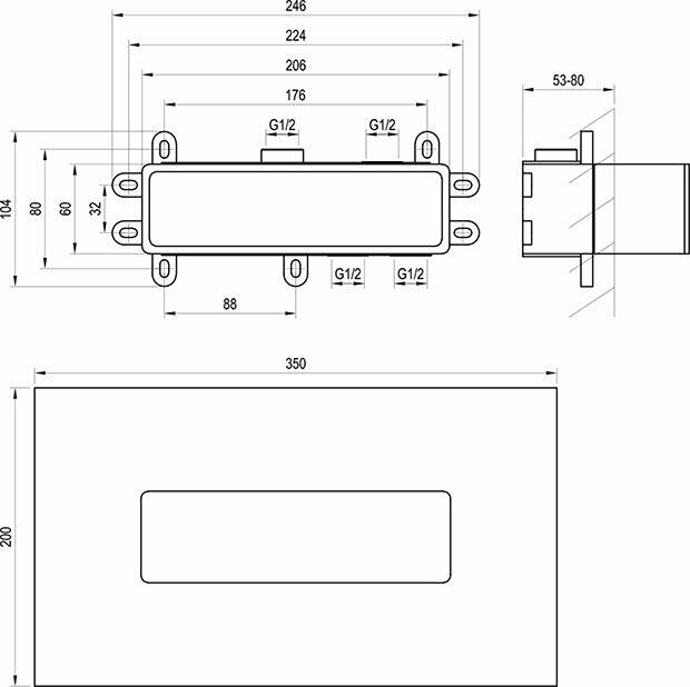 Základní těleso pro podomítkové baterie, R-box Horizontal - Ravak RB 07D.50