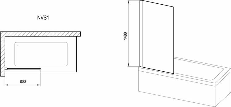 Vanová zástěna skleněná 80 cm bílá+transparent - Ravak NVS1