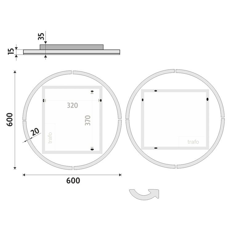 Zrcadlo s LED osvětlením 60 cm – Nimco ZP 24000R