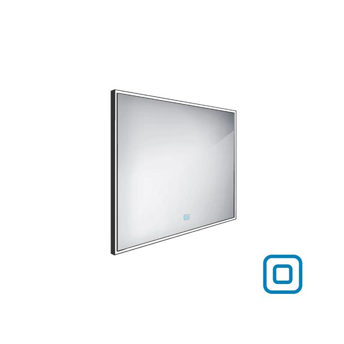 Zrcadlo s LED osvětlením, 800x700 mm, černé, s dotykovým senzorem - Nimco ZP 13000