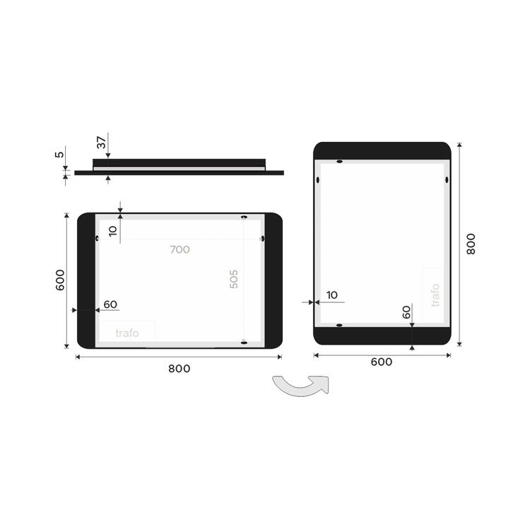 Zrcadlo s LED osvětlením 80×60 cm černé – Nimco ZP 42000 ZPC 42003-90