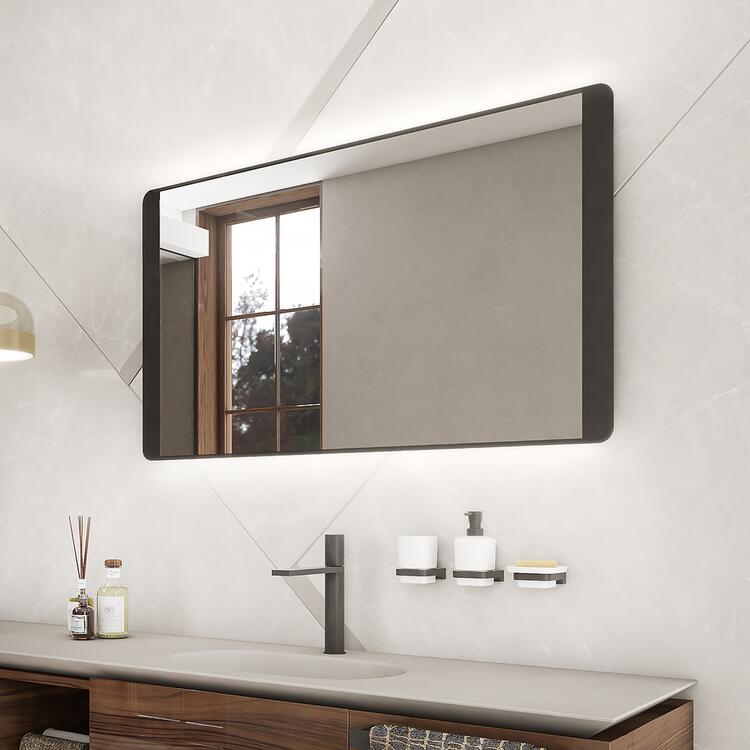 Zrcadlo s LED osvětlením 120×65 cm černé – Nimco ZP 42000 ZPC 42006-90