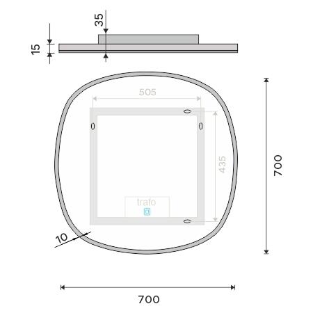 Zrcadlo s LED osvětlením, 700 mm, s dotykovým senzorem - Nimco ZP 27000