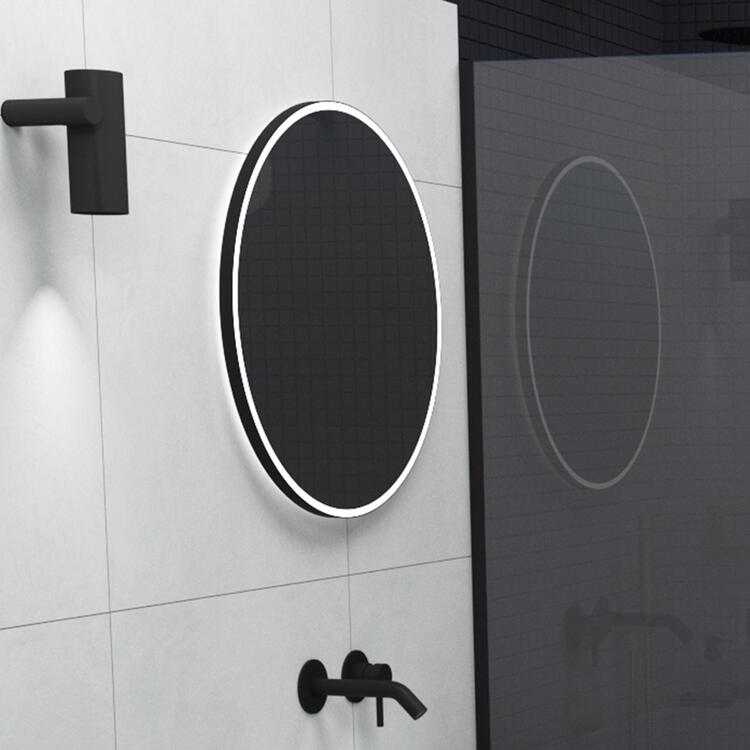 Zrcadlo s LED osvětlením, 600 mm, černé, s dotykovým senozorem - Nimco ZP 28000