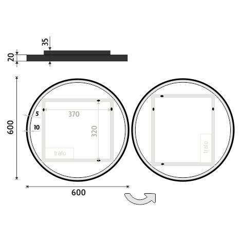 Zrcadlo s LED osvětlením 60 cm černé – Nimco ZPC 28000R-90
