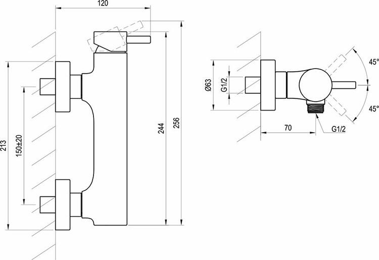 Sprchová nástěnná páková baterie bez setu graphite brushed - Ravak ES 032.20GB