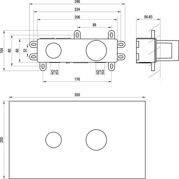 Základní těleso pro umyvadlové podomítkové baterie, R-box Basin - Ravak RB 07B.50