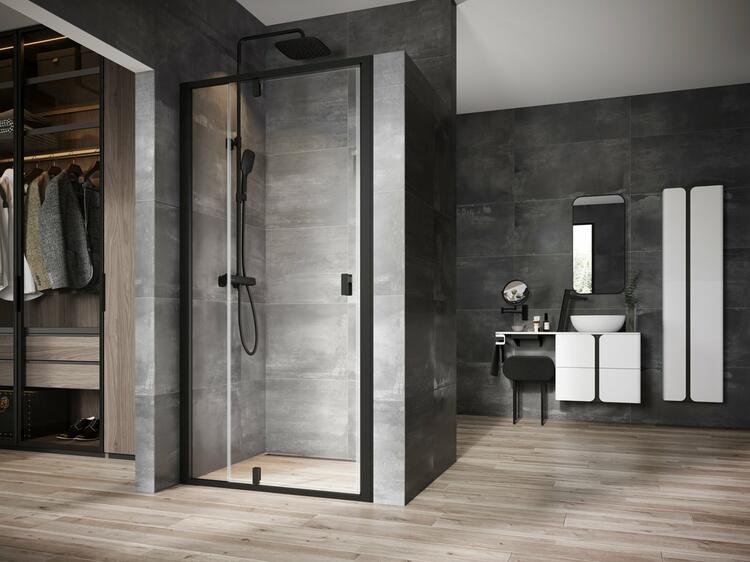Sprchové dveře 100 cm černá+ transparent - Ravak NDOP2