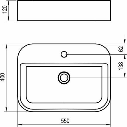 Umyvadlo na desku 55 cm keramické bílé - Ravak Ceramic 550 R Slim Shelf