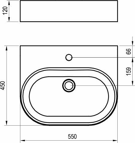 Umyvadlo na desku 55 cm keramické bílé - Ravak Ceramic 550 O Slim Wall