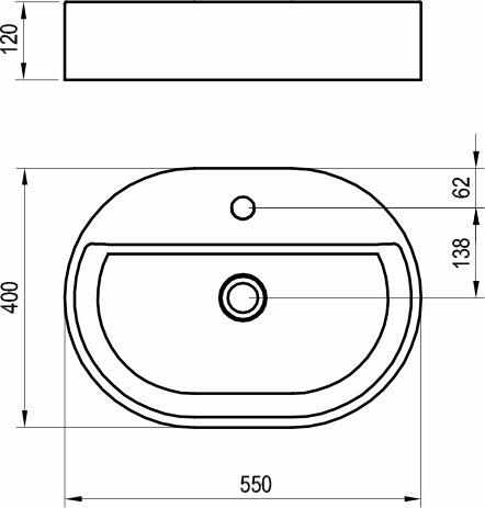 Umyvadlo na desku 55 cm keramické bílé - Ravak Ceramic 550 O Slim Shelf