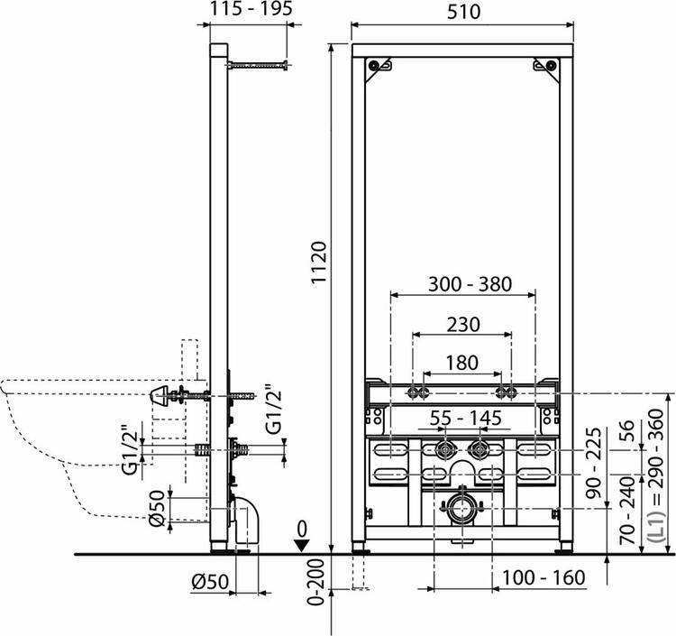 Instalační modul pro bidet II/1120 - Ravak