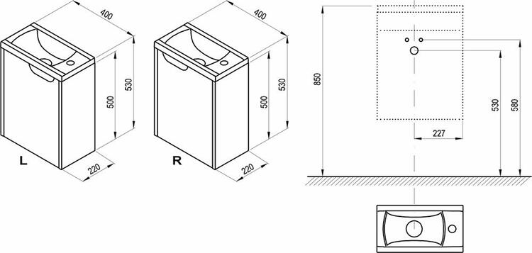 Skříňka pod umývátko bílá/bílá - Ravak SD Classic II 400 L