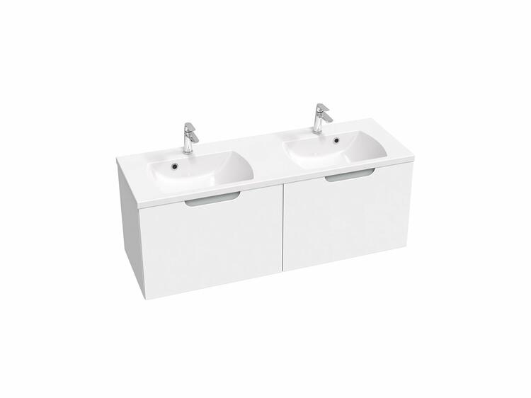 Koupelnová skříňka pod dvojumyvadlo bez umyvadla bílá/šedá - Ravak SD Classic II 1300
