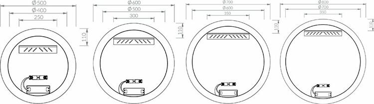 Zrcadlo s osvětlením 600 mm - Ravak Luna I