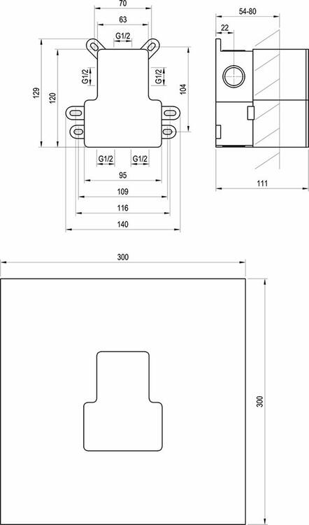 Základní těleso pro podomítkové baterie, R-box Vertical O2 - Ravak RB 07E.50