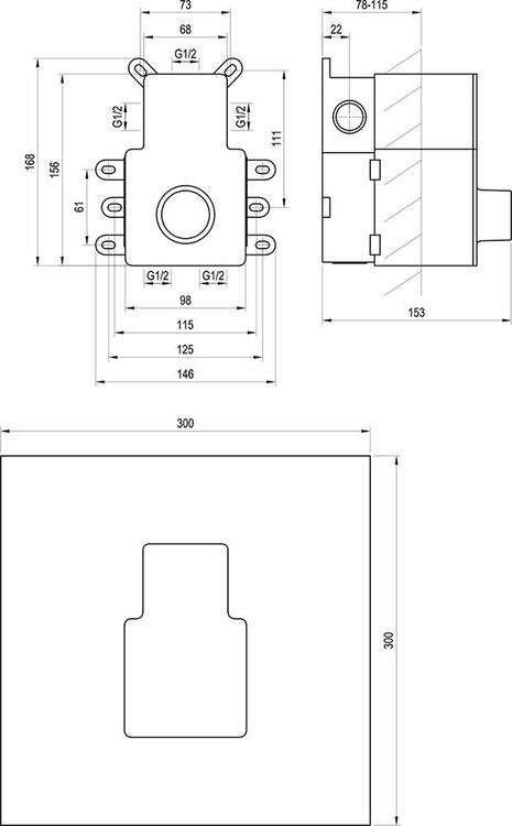 Základní těleso pro podomítkové baterie, R-box Vertical O2/O3 - Ravak RB 07F.50