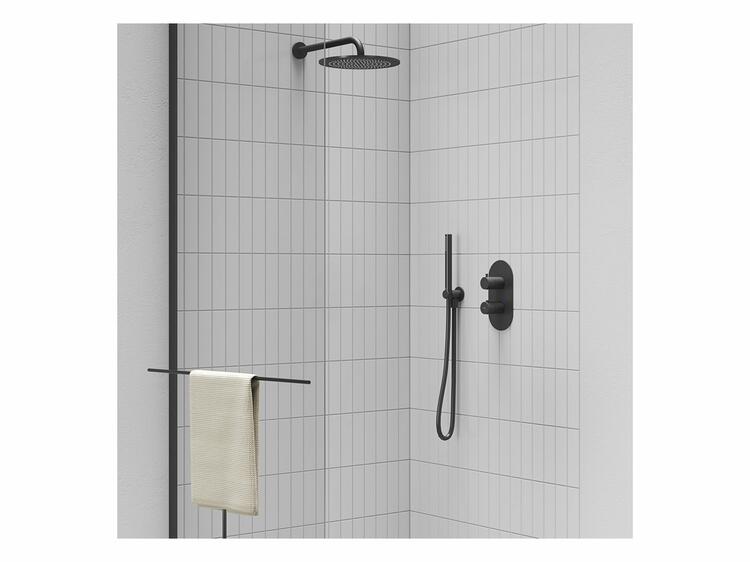 Držák sprchy s vývodem vody, mosazný, black matt - Ravak 706.21BLM