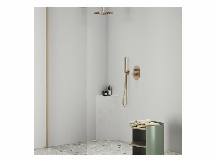 Držák sprchy s vývodem vody, mosazný, rose gold brushed - Ravak 706.60RGB