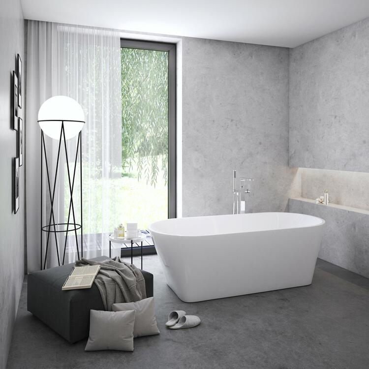 Vana Solo 178x80, volně stojící, bílá, krytka přepadu a odtoku bílá