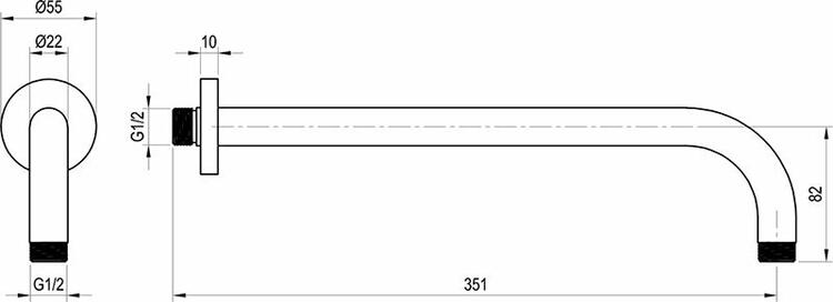 702.21GB Sprchové rameno boční, grafit kartáčovaný