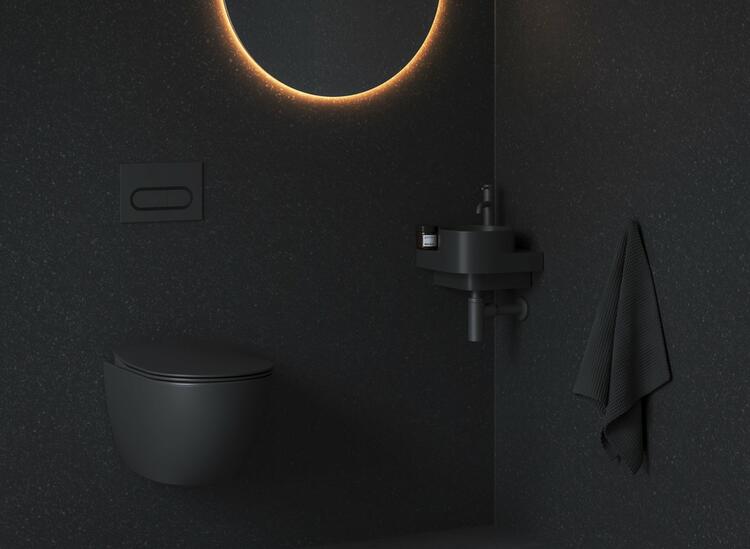 Umývátko Yard 28 C, s otvorem pro baterii, bez přepadu, černá matná
