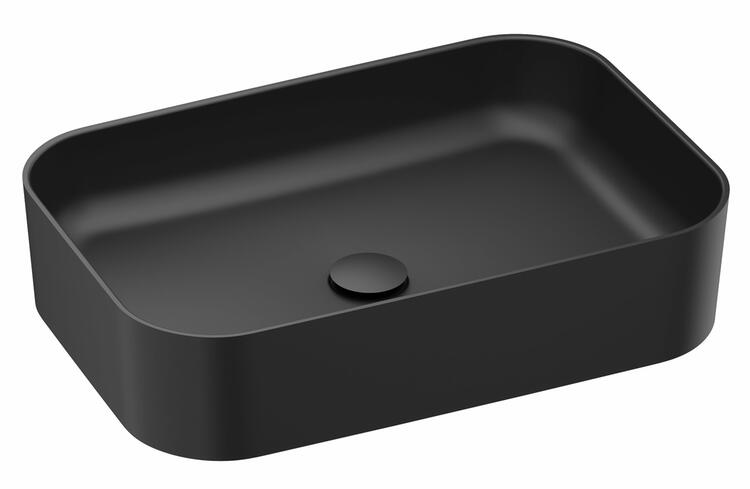 Umyvadlo Ceramic Slim R 55, bez otvoru pro baterii, bez přepadu, černá matná