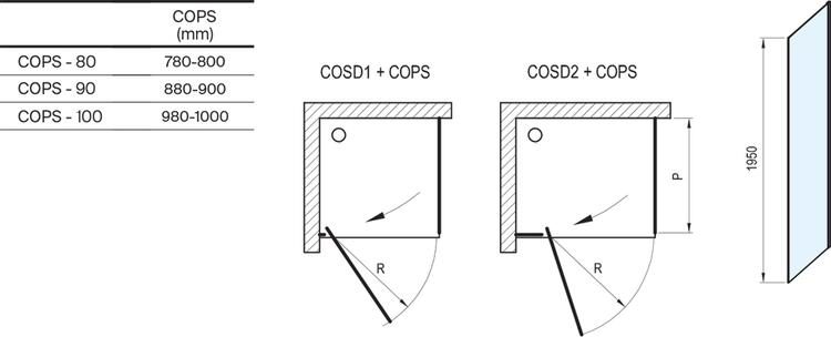 Sprchová stěna 100 cm chrom/transparent – Ravak COPS X9VVA0A00Z1