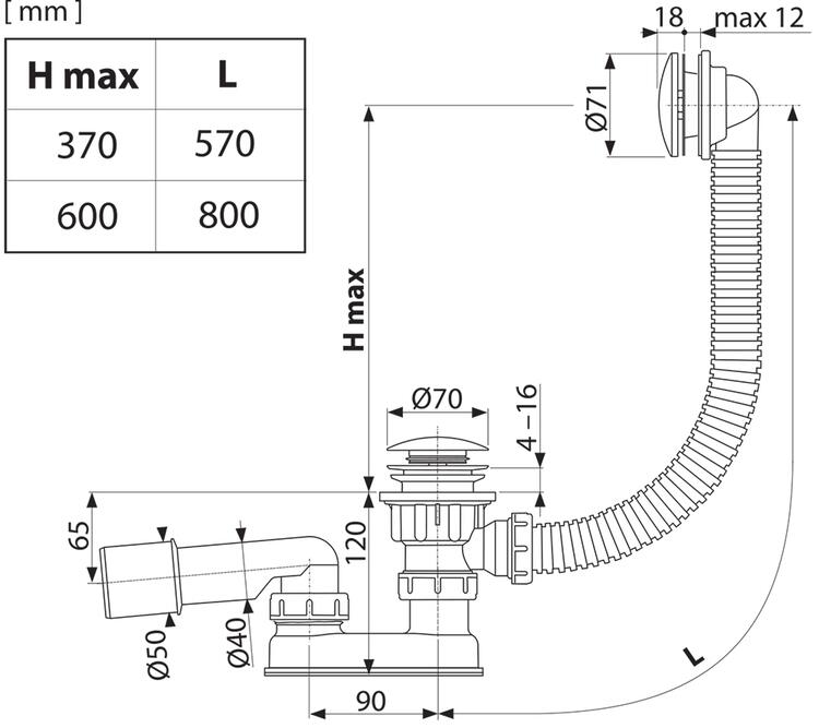 Vanový sifon B 80 K/K, bílá matná