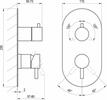 ES 068.20GB.O3.RB07F Podomítková baterie 3-cestná bez tělesa, Graphite Brushed