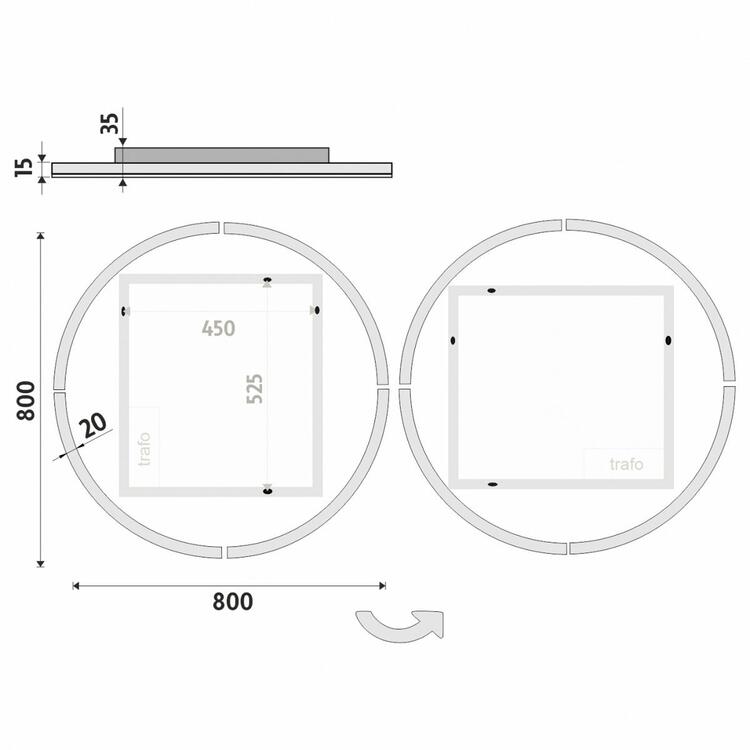 Kulaté zrcadlo s LED osvětlením 800 mm – Nimco ZP 24002R