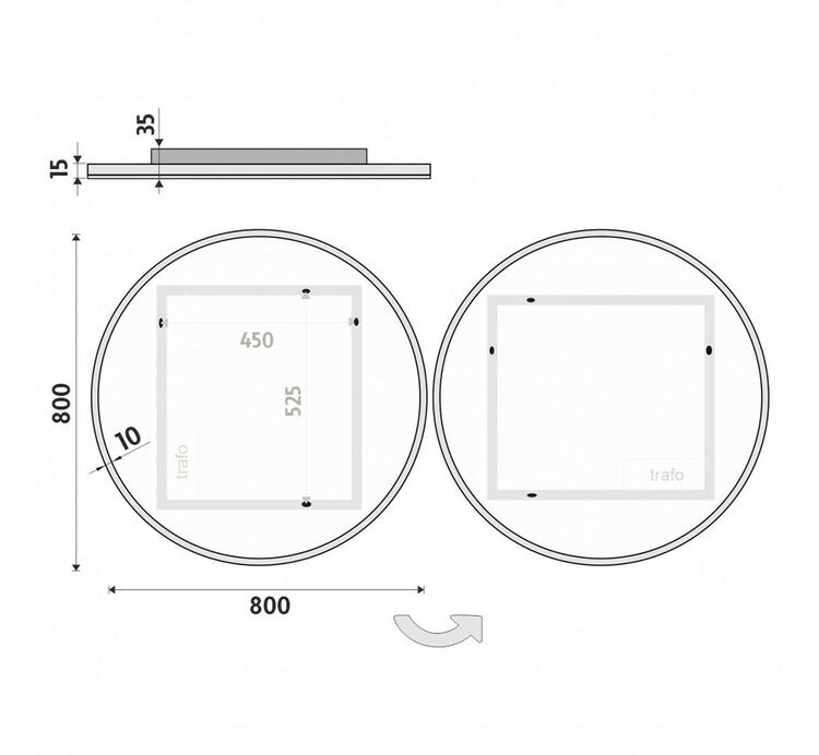 Kulaté zrcadlo s LED osvětlením 80 cm – Nimco ZP 26002R