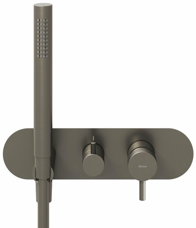 ES 065.20GB.O2.RB07D.+S Podomítková baterie 2-cestná bez tělesa, se sprchovým setem, grafit kartáčovaný