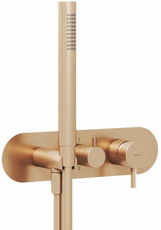 ES 065.60RGB.O2.RB07D.+S Podomítková baterie 2-cestná bez tělesa, se sprchovým setem, růžové zlato kartáčované