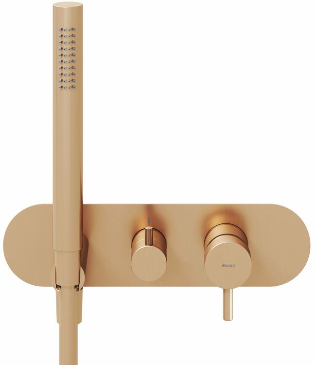 ES 065.60RGB.O2.RB07D.+S Podomítková baterie 2-cestná bez tělesa, se sprchovým setem, růžové zlato kartáčované