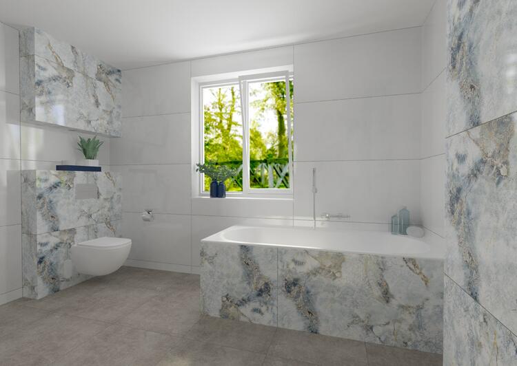 Velkoformátová dlažba imitace mramoru Mystic 60x120 cm lesklý povrch 1. jakost