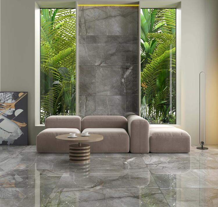 Velkoformátová dlažba imitace mramoru Root Silver 60x120 cm lesklý povrch 1. jakost