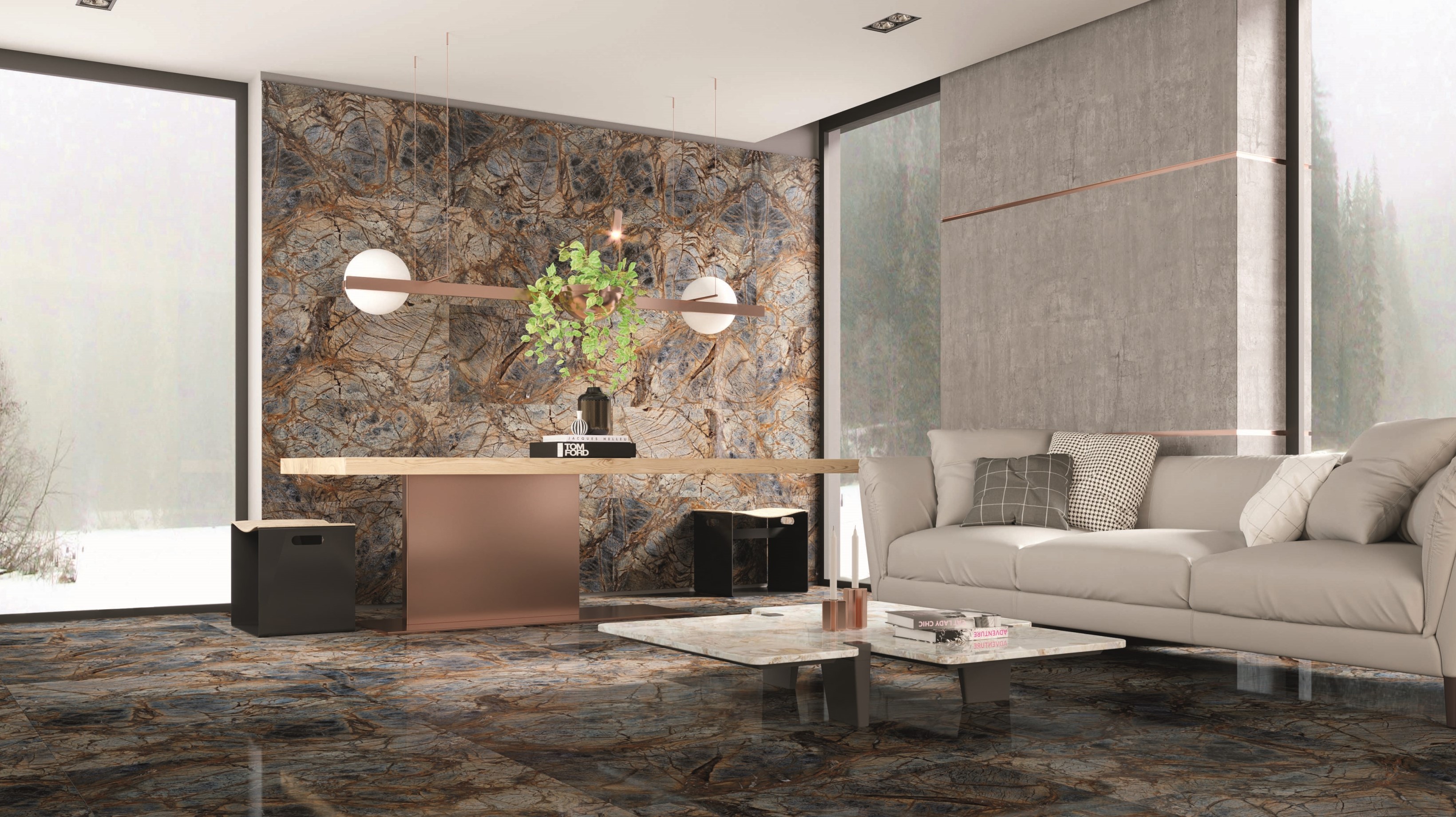 Velkoformátová dlažba imitace mramoru Espina 60x120 cm lesklý povrch 1 ...