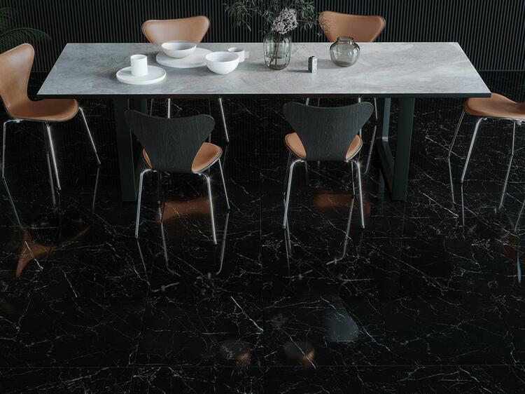 Velkoformátová dlažba imitace mramoru Sombra Black 60x120 cm lesklý povrch 1. jakost