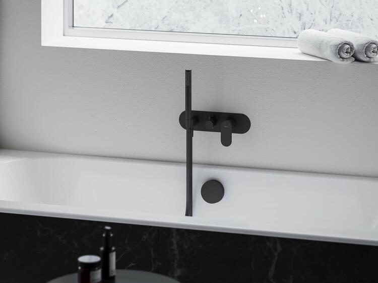 EL 065.20BLM.O2.RB07D.+S Podomítková baterie 2-cestná bez tělesa, se sprchovým setem, černá matná