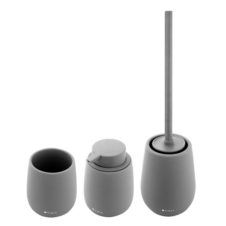 Set dávkovače mýdla, pohárku a WC kartáče šedý – Nimco Tabo TA SET-08