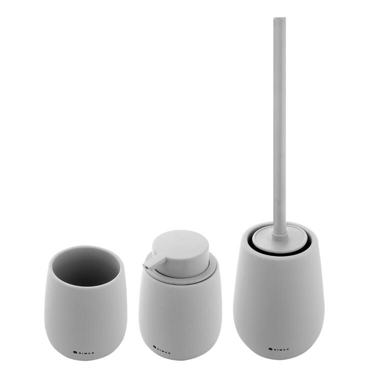 Set dávkovače mýdla, pohárku a WC kartáče světle šedý – Nimco Tabo TA SET-04