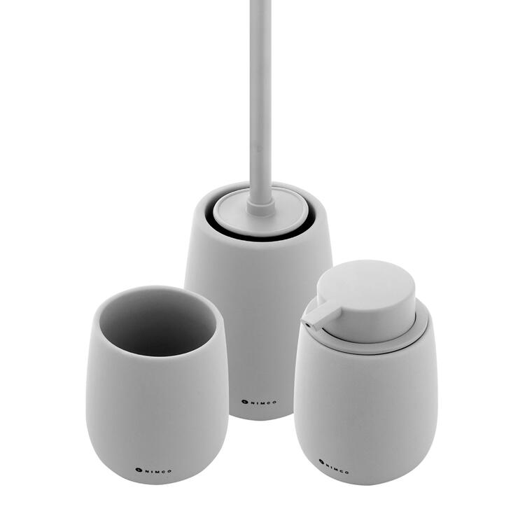 Set dávkovače mýdla, pohárku a WC kartáče světle šedý – Nimco Tabo TA SET-04