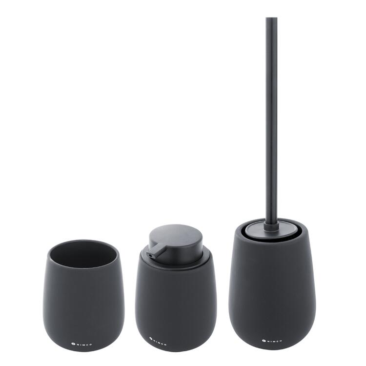 Set dávkovače mýdla, pohárku a WC kartáče černý – Nimco Tabo TA SET-90